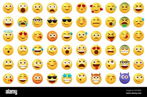 Smileys Emoticon Vector Set Smiley Emoji With Happy Funny Sad And In