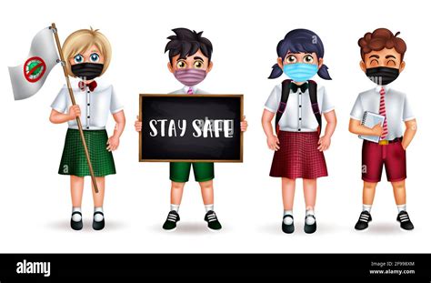 School characters vector set. Back to school 3d character wearing ...