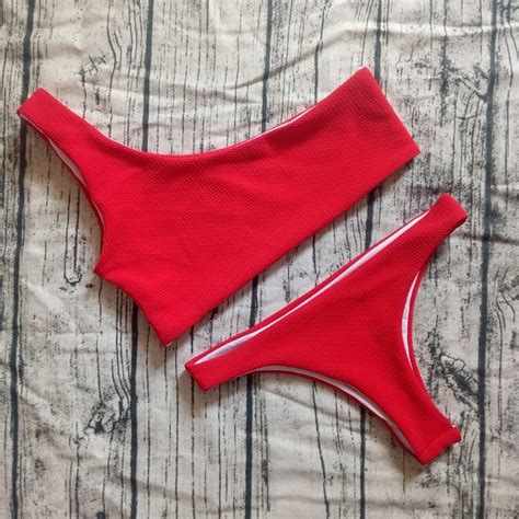 Bikini Traje De Baño Rojo Negro Un Tirante Economico Sexy Meses sin intereses