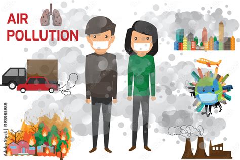 Environmental pollution infographics set with information about ...