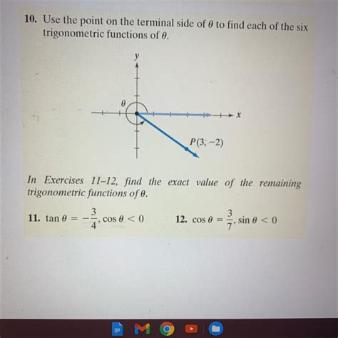 Use The Point Onnthe Terminal Side Of Angle To Find Each Of The Six Trigonometric Functions Of