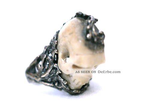 Totenkopf Sch Del Ring Silber Bein Viktorianische Design Memento