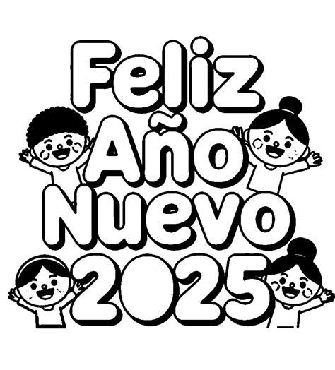 Dibujos de Feliz Año Nuevo 2025 para Colorear Dibujos Online