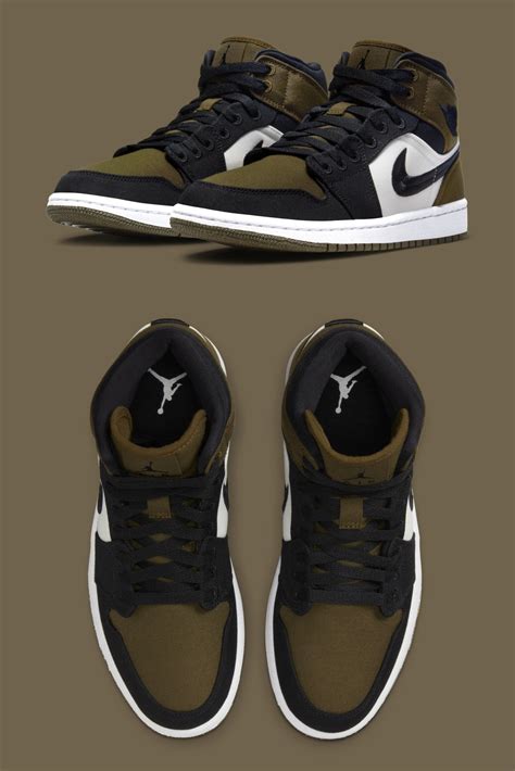 Air Jordan 1 Mid SE Olive Toe Sneakerb0b RELEASES