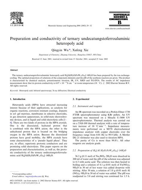 Pdf Preparation And Conductivity Of Ternary