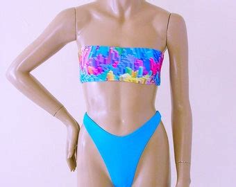 S S High Leg Thong Bikini Bottom And Triangle Bikini Top Etsy