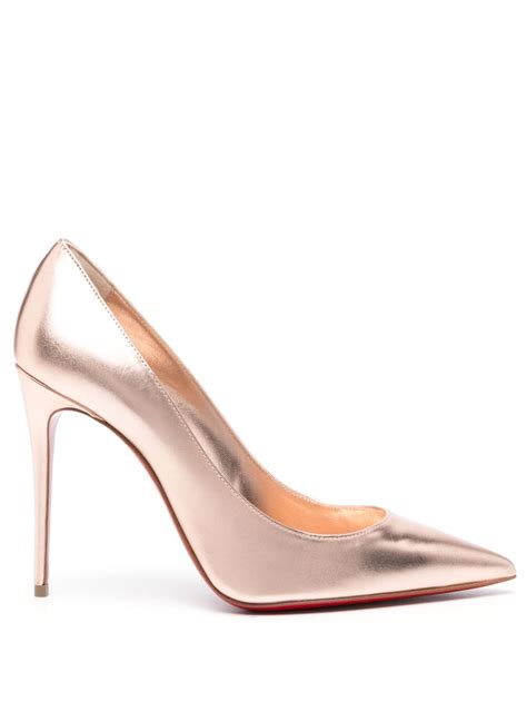 Christian Louboutin Kate 100mm Leather Pumps Gold FARFETCH