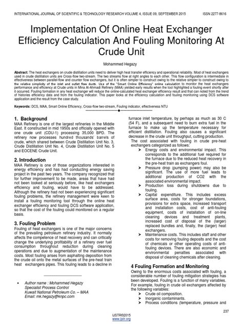 PDF Implementation Of Online Heat Exchanger Efficiency Calculation