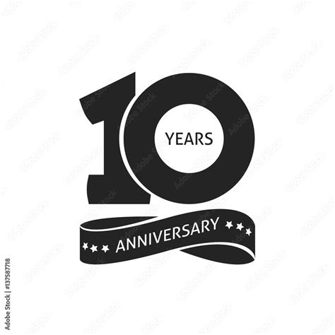 10 years anniversary pictogram vector icon, 10th year birthday logo ...