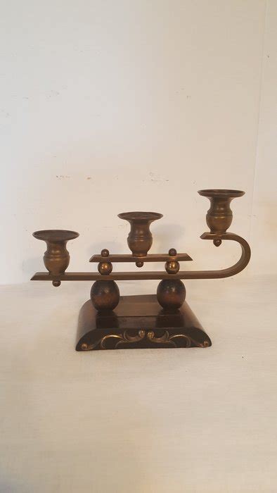 Candelabra Art Deco Brass Wood Catawiki