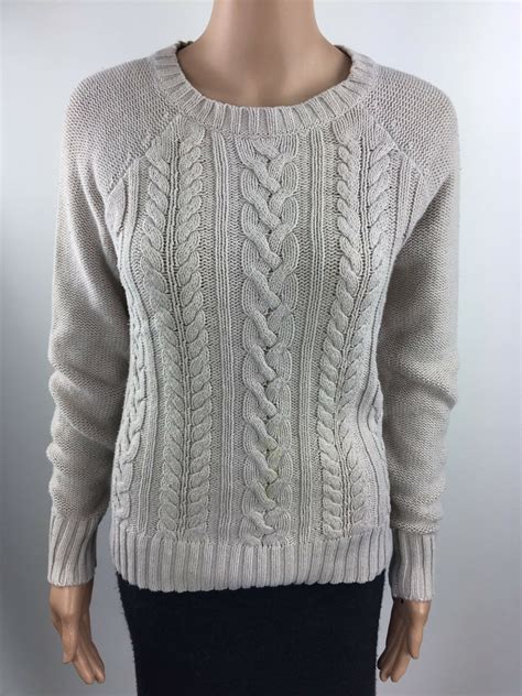 Old Navy Casual Cable Knit Winter Sweater Women's Beige Size Medium M ...