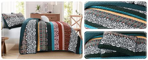 Amazon Djy Boho Quilt Set King Size Bohemian Striped Bedspread