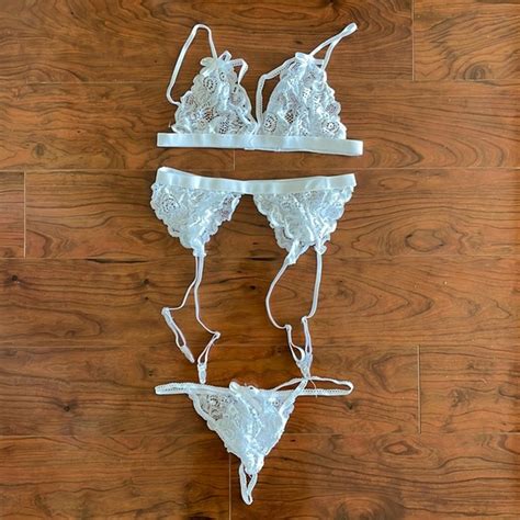 Intimates Sleepwear Nwot White Lace Three Piece Lingerie Set Poshmark