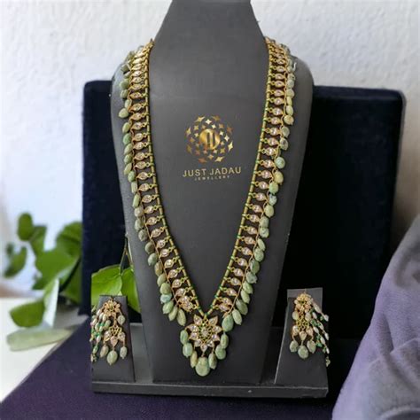 real emerald necklace set  rs carat emaralda hara  hyderabad