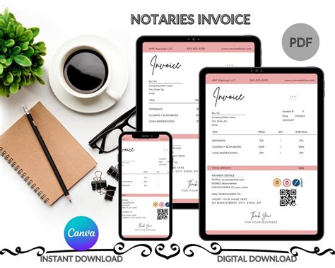 Notary Invoice Editable Notary Invoice Notary Marketing Flyer Notary