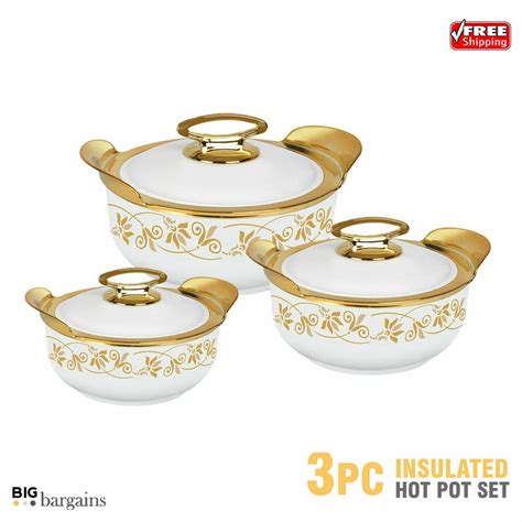 3Pc 4Pc Plastic Hot Pot Thermal Insulated Casserole Set Food Warmer