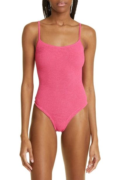 Hunza G Pamela Crinkle One Piece Swimsuit In Pink Modesens