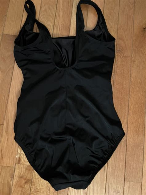 Black White Longitude One Piece Swim Suit Size Gem