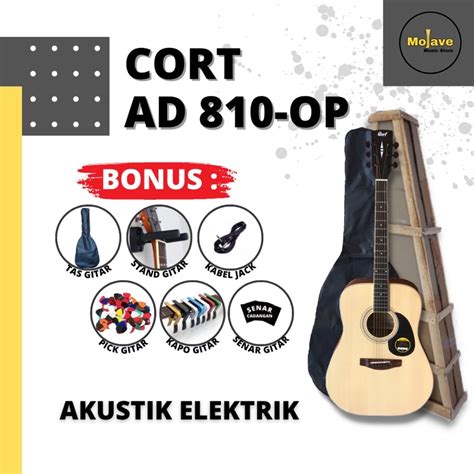 Jual Gitar Akustik Elektrik Cort AD 810 OP Murah Free Packing Kayu