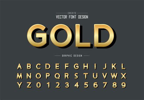 Gold Font And Alphabet Vector Golden Design Typeface And Number