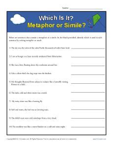 Simile And Metaphor Worksheet Englishworksheet My Id