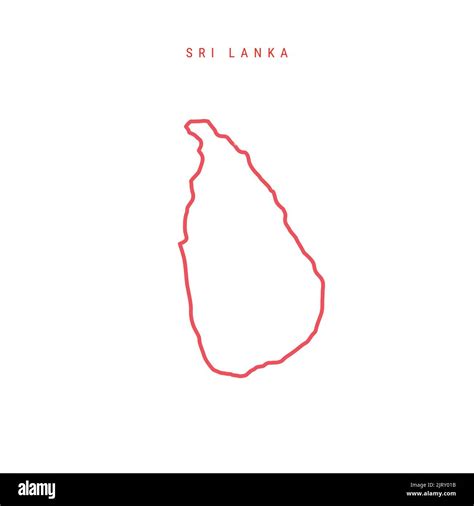 Sri Lanka Editable Outline Map Sri Lankan Red Border Country Name