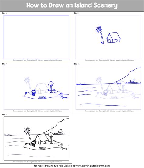 How to Draw an Island Scenery (Other Places) Step by Step ...