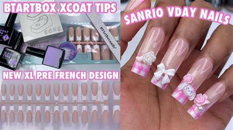 Trying BTARTBOX NEW XL Premade French Tip Soft Gel Nails Sanrio