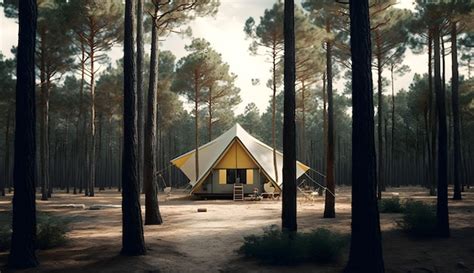 Premium Ai Image Summer Camp In The Pine Forestview Of Camping Tents