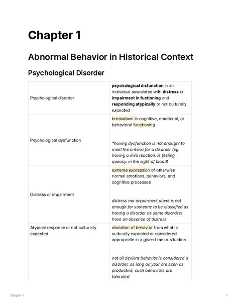 Chapter 1 Intro To Abnormal Psych Chapter 1 Abnormal Behavior In