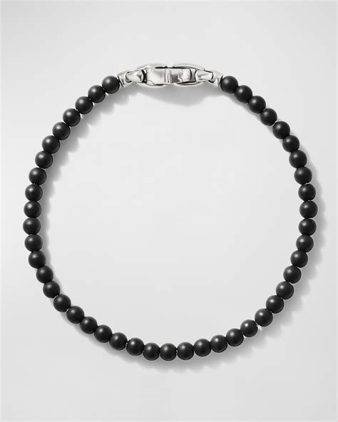 David Yurman Men S Spiritual Beads Bracelet In Silver With Black Onyx 4mm 5 5 L Neiman Marcus