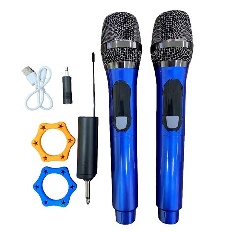 Kit Microfones Din Mico Sem Fio Profissional Recarreg Vel Azul Uhf