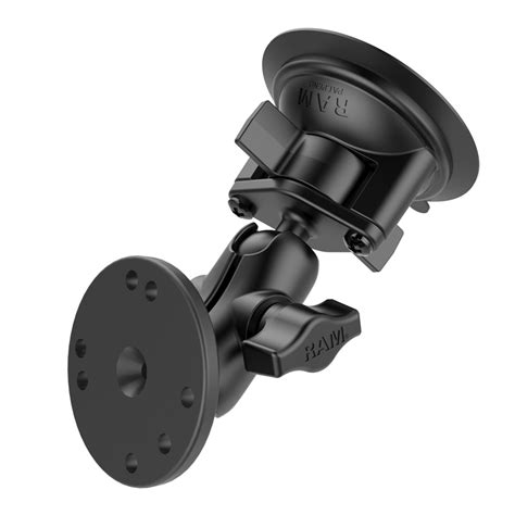 RAM Twist Lock Suction Cup Double Ball Mount With Round Plate Ram