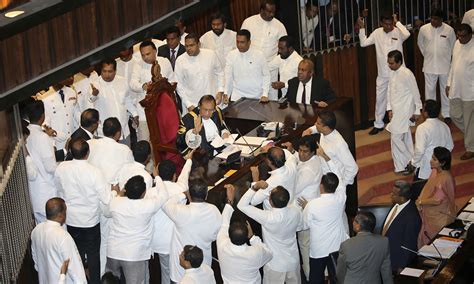 Sri Lankan lawmakers fight in Parliament over PM dispute - World - DAWN.COM