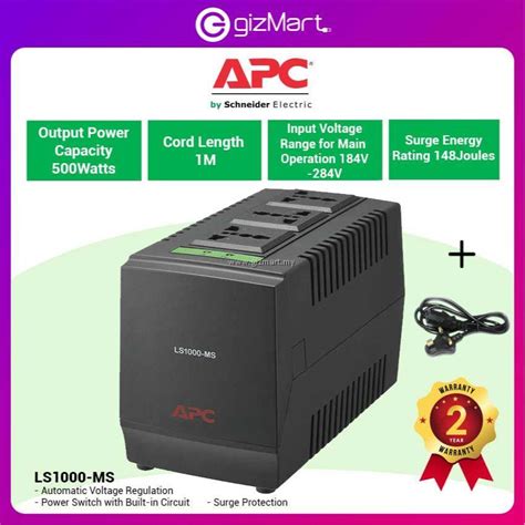 APC Line R 1000VA Automatic Voltage Regulator 3 Universal Outlets