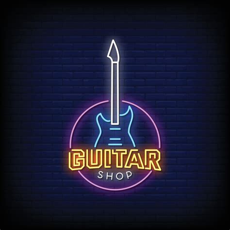 Guitar Shop Logo Neon Signs Style Text Vector 2124635 Vector Art at ...