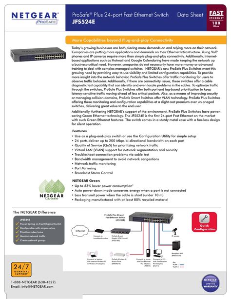 Netgear Prosafe Jfs E Switch Datasheet Manualslib