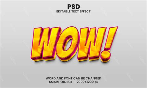 Wow Comic 3D Text Effect Photoshop PREMIUM PSD File