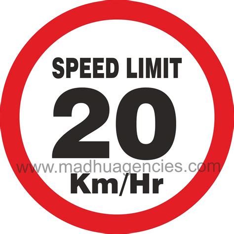 Speed Limit 20 Kmhr Signboard In 3mm Acp Sheet With Self Adhesive