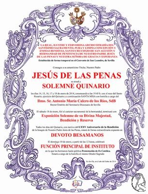 Recuerden Hoy función principal en honor de Ntro P Jesús de las