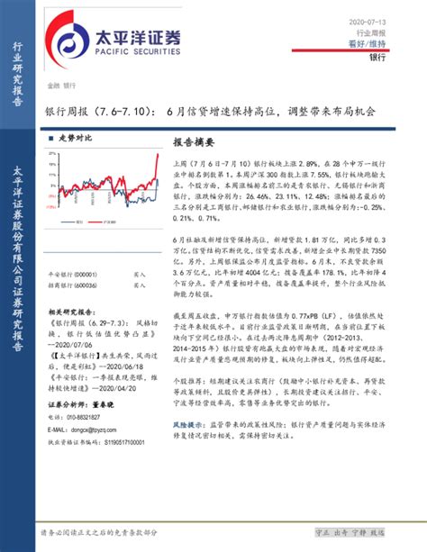 银行业周报：6月信贷增速保持高位，调整带来布局机会