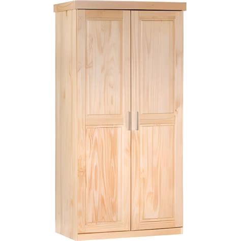 Armoire Swithome Qualiano Portes Pin Massif Vernis Naturel