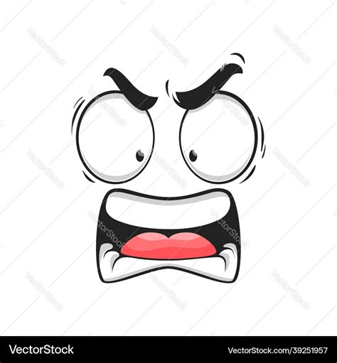 Cartoon angry face furious yelling emoji Vector Image