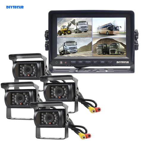 DIYSECUR Video Recording 7inch 4 Split QUAD Rear View Monitor Car