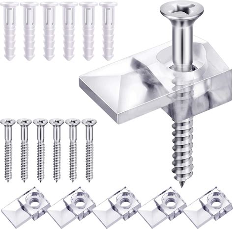 20 Pack Mirror Holder Clips Glass Retainer Clips Kit Mirror Hanging Kit With Screw And For