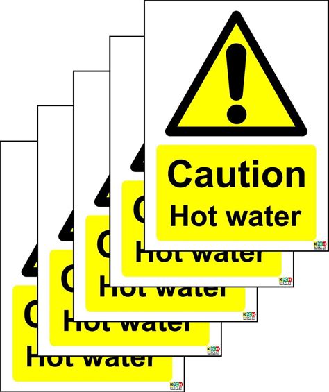 Caution Hot Water Safety Sign Self Adhesive Sticker Mm X Mm PACK OF STICKERS Amazon