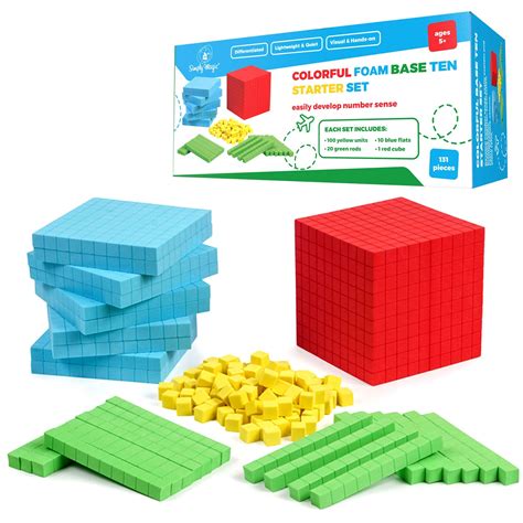 Simply Magic 131 Pcs Foam Base Ten Blocks For Math Place Value Blocks