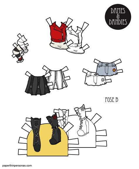 Punk Paper Doll Clothing For The B Pose Paper Dolls • Paper Thin Personas