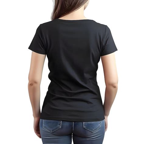 Camiseta Negra En Blanco Para Mujeres Aislada Sobre Fondo Blanco Con