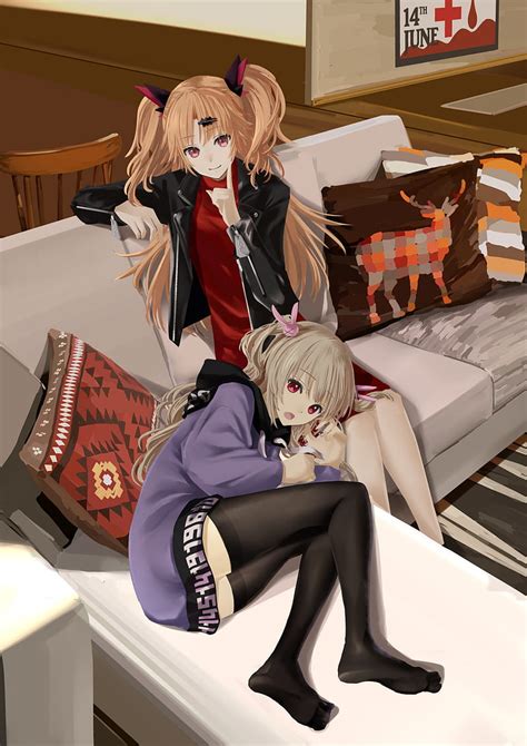 Anime Girls Anime Indoors Stockings Legs Couch Blonde Pillow Hd